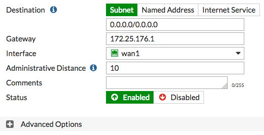 DEFAULT ROUTE FORTIGATE1